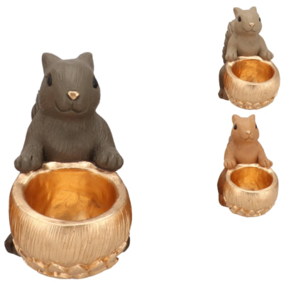 Daan ciotola in legno curvato jingle scoiattolo seduto marrone 17 cm 3 assortiti | 6 pezzi