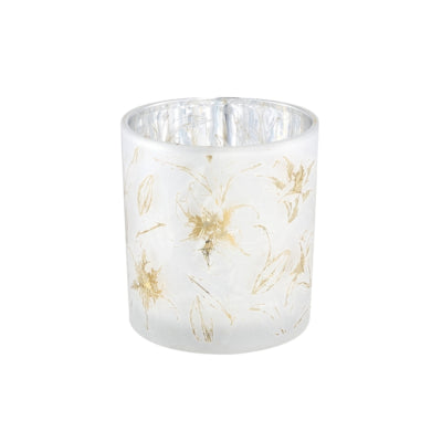 Ptmd portacandelina aolani fiore in vetro bianco s 8 cm | 12 pezzi