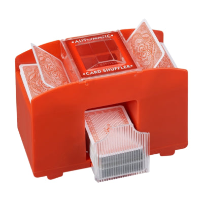 Relaxdays mescolatore di carte a batteria rosso 4 mazzi | 6 pezzi