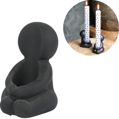 Portavelas abrazo negro 8 cm | 36 piezas