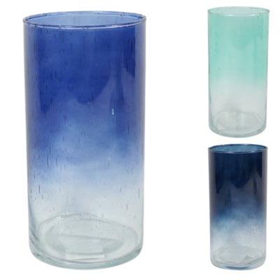 Jarrón con degradado de color vidrio azul 20 cm 3 surtidos | 12 piezas