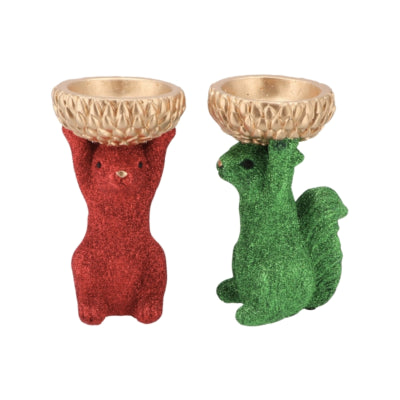 Cuenco Daan de madera curvada jingle ardilla rojo verde 17 cm 2 surtidos | 8 piezas