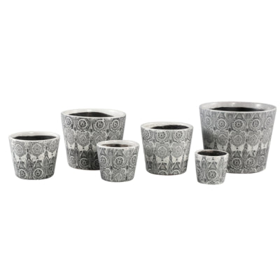 Ptmd bloempot beire s deco print zwart wit 10 cm | 12 stuks