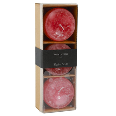 Candela galleggiante Countryfield Bolie rossa 7 cm set da 3 | 12 pezzi