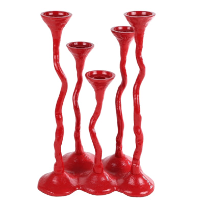 Candeliere Wesley XL alluminio rosso 35 cm | 3 pezzi