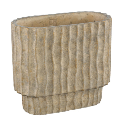 Ptmd macetero mitty ovalado l marrón 40 cm | 2 piezas