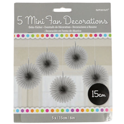 Ventagli decorativi Amscan color argento 15 cm set da 5 | 24 pezzi