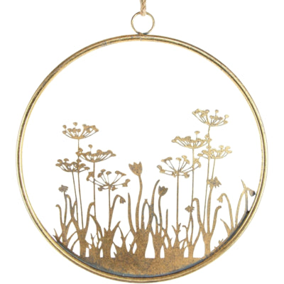 Wanddecoratie flowers ring metaal goudkleurig 41 cm | 12 stuks