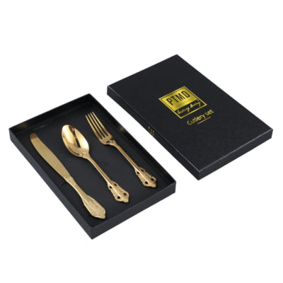 Set posate Ptmd Thrust in confezione regalo color oro set da 3 | 12 pezzi