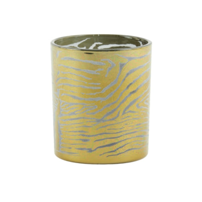 Light living portavelas cebra gris dorado 10 cm | 12 piezas