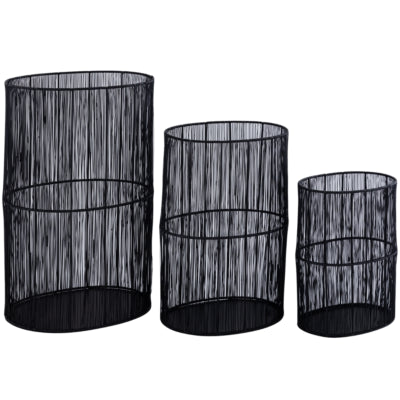 Ptmd windlicht javi metaal zwart 50 cm set van 3 | 2 stuks