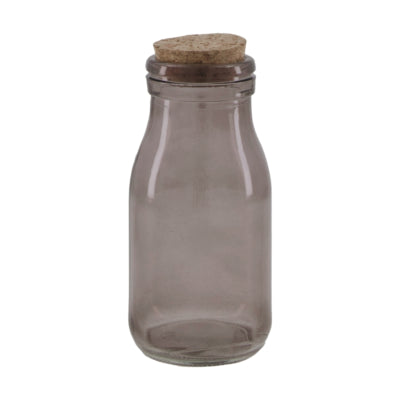 Botella con corcho cristal ahumado gris 12,5 cm | 48 piezas