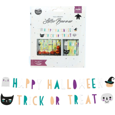 Ghirlanda di lettere folat happy halloween 1,5 m set da 2 | 24 pezzi