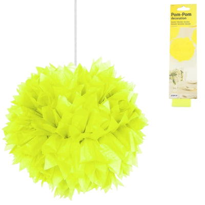 Pompon folat di carta giallo neon 30 cm | 24 pezzi