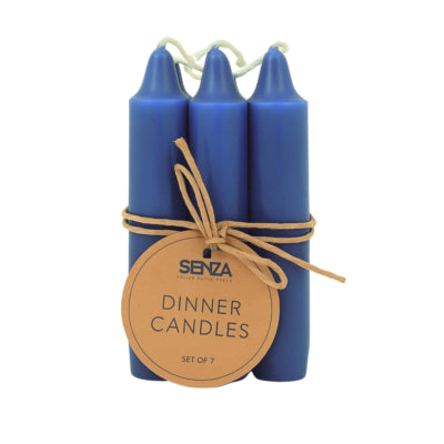 Senza dinerkaarsen blauw 2,2 x 10 cm set van 7 | 36 stuks