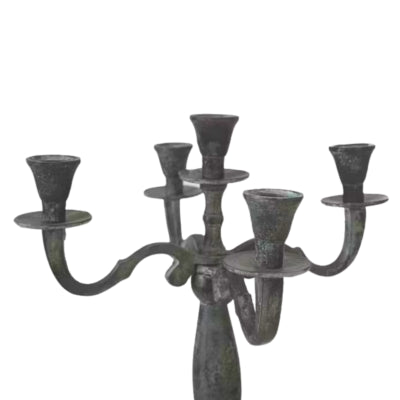 Candeliere classico in alluminio effetto anticato 40 cm | 2 pezzi