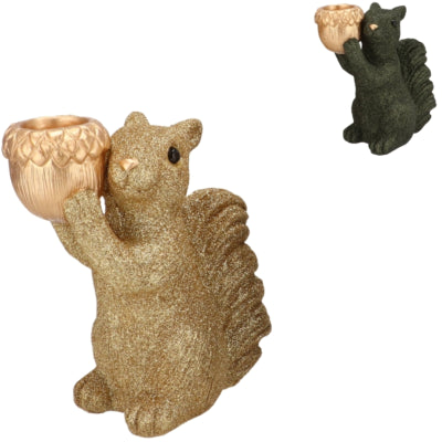 Daan kromhout schaal jingle eekhoorn staand groen goudkleurig 16 cm 2 assorti | 6 stuks