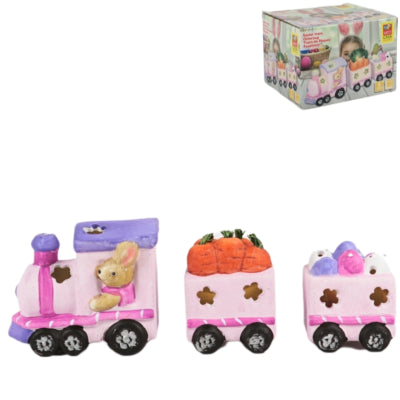 Tren Pascua rosa LED con batería 29 cm | 12 piezas