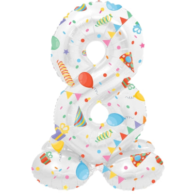 Palloncino foil folat in piedi 8 festa allegra 41 cm | 20 pezzi