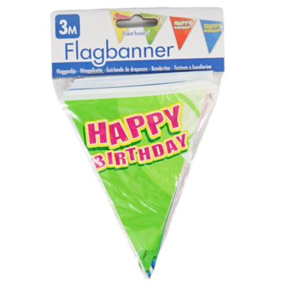 Folat mini vlaggenlijn happy birthday 3 meter | 24 stuks