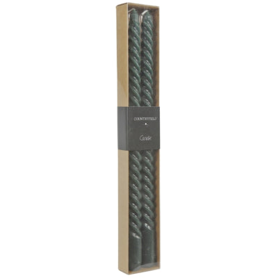 Velas de cena Countryfield twirly verdes 2 x 30 cm, juego de 2 | 24 piezas