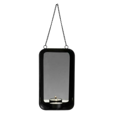 Specchio Gusta con portacandelina nero 18 cm | 12 pezzi