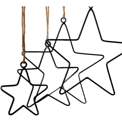 Stelle pendenti natalizie nere 30 cm set da 4 | 10 pezzi