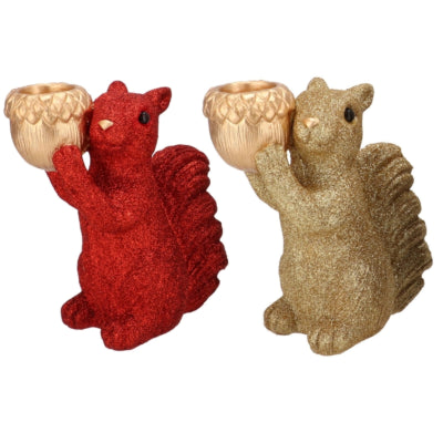 Daan kromhout schaal jingle eekhoorn staand rood goudkleurig 16 cm 2 assorti | 6 stuks