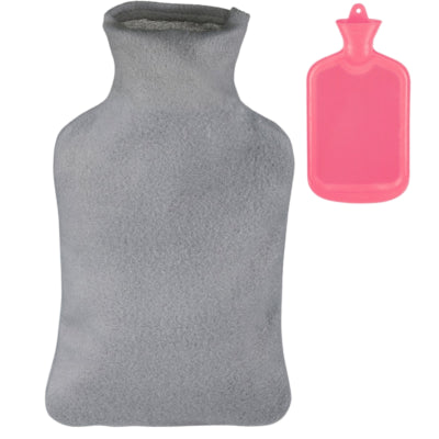 Borsa dell'acqua calda Relaxdays con coperchio rosa grigio 2 l | 6 pezzi