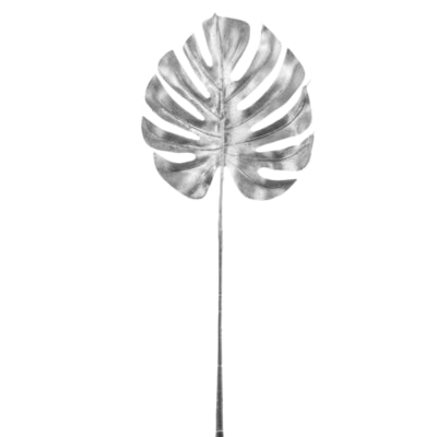 Hbx ramo artificiale monstera color argento 72 cm | 20 pezzi