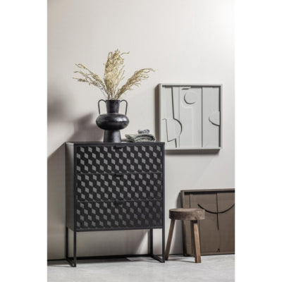 Vaso in legno vere metal nero 37 cm | 4 pezzi