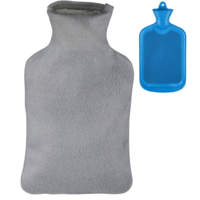 Borsa dell'acqua calda Relaxdays con coperchio blu grigio 2 l | 6 pezzi