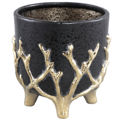 Vaso da fiori Ptmd quin l nero 17 cm | 8 pezzi