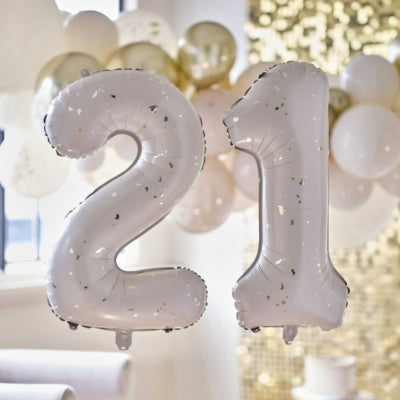 Ginger ray folieballon mijlpaal 21 jaar | 10 stuks