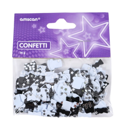 Amscan Cappelli e fiocchi di coriandoli metallizzati bianco e nero 14 g | 48 pezzi