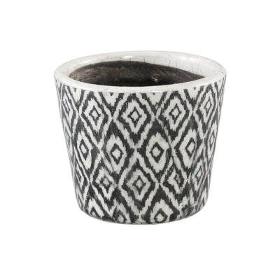 Ptmd macetero beire m estampado ikat blanco y negro 12 cm | 12 piezas