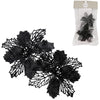 House of seasons flor artificial con clip Estrella de Navidad brillo negro 10 cm juego de 2 | 24 piezas