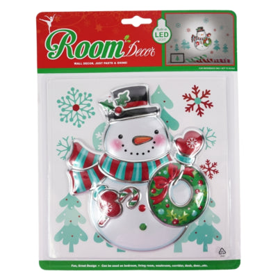 Muursticker sneeuwpop led op batterij 20 x 23 cm | 48 stuks