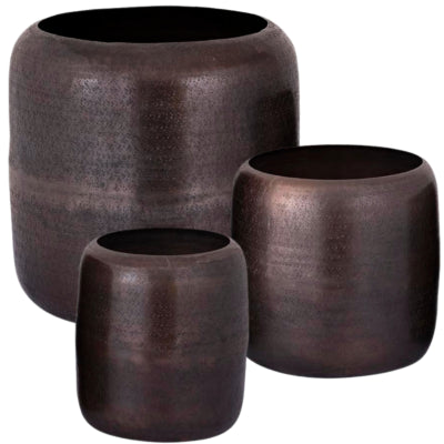 Ptmd vaso da fiori djace alluminio color rame 34 cm set da 3 | 2 pezzi