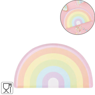 Ginger ray wegwerp bordjes regenboog 8 stuks | 20 stuks