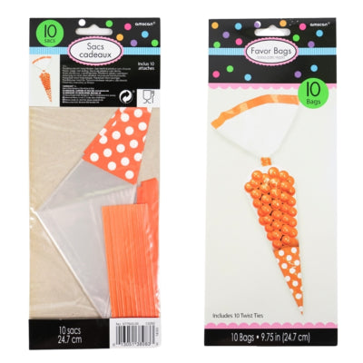 Bolso tipo cono Ty par con cierre naranja transparente 24,7 cm juego de 10 | 48 piezas