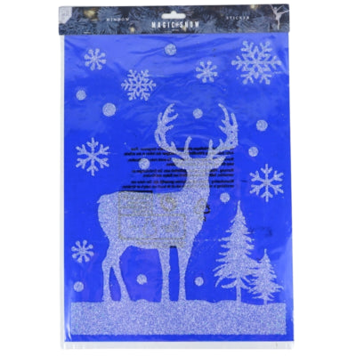 Vetrofanie renna blu 40 cm | 24 pezzi