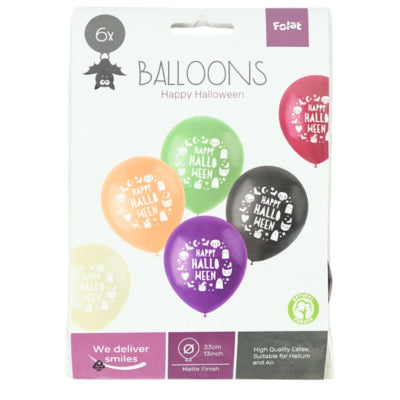 Palloncini folati happy halloween 33 cm 6 pezzi | 24 pezzi