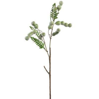 Ptmd rama artificial rama de bayas verde 65 cm | 8 piezas