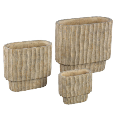 Ptmd bloempot mitty ovaal l bruin 40 cm | 2 stuks