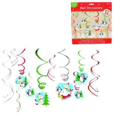 Ciondolo a spirale Amscan pupazzo di neve invernale 61 cm set da 12 | 24 pezzi