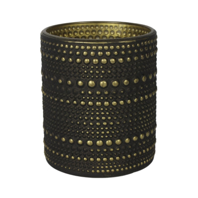 Portavelas Countryfield nelle m negro dorado 10 cm | 24 piezas