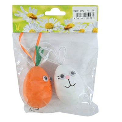 Pendant Easter egg and carrot 8 cm set of 2 | 24 pieces