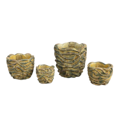 Ptmd macetero olas marrón redondo xs 12 cm | 24 piezas