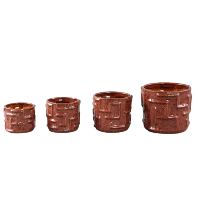 Ptmd bloempot leni xl bordeaux 18,5 cm | 6 stuks